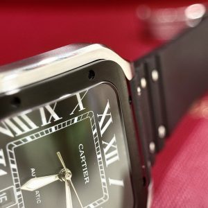 Đồng Hồ Cartier Replica 11 Santos Nam Mặt Đen Cọc Số La Mã 39 (2)