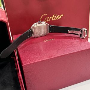 Đồng Hồ Cartier Replica 11 Santos Nam Mặt Đen Cọc Số La Mã 39 (2)
