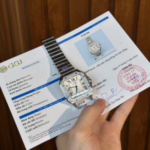 Đồng Hồ Cartier Santos Chế Tác Viền Kim Cương Moissanite 39 (4)