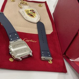 Đồng Hồ Cartier Santos Replica 11 Nam Mặt Trắng Dây Cao Su BV Factory 39 (2)