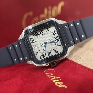 Đồng Hồ Cartier Santos Replica 11 Nam Mặt Trắng Dây Cao Su BV Factory 39 (2)