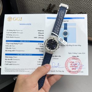Đồng Hồ Hublot Classic Fussion Chế Tác Kim Cương Moissanite Nữ Màu Xanh Blue 33mm (2)