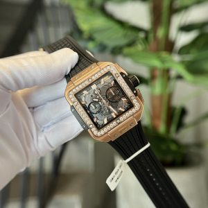 Đồng Hồ Hublot Square Bang King Gold Độ Kim Cương Moissanite BBF 42mm (2)