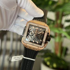 Đồng Hồ Hublot Square Bang King Gold Độ Kim Cương Moissanite BBF 42mm (2)