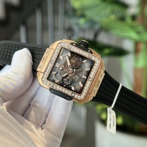 Đồng Hồ Hublot Square Bang King Gold Độ Kim Cương Moissanite BBF 42mm (2)