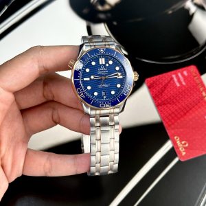 Đồng Hồ Omega Seamaster Demi Vàng Hồng Mặt Xanh Dương VSF 42mm (5)