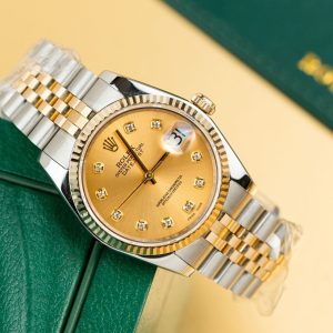 Đồng Hồ Rolex Nam Rep 11 DateJust 126233 Mặt Số Vàng Champagne Bọc Vàng Thật 36mm (2)