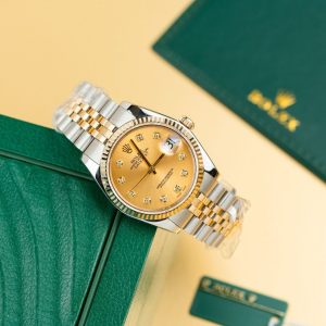 Đồng Hồ Rolex Nam Rep 11 DateJust 126233 Mặt Số Vàng Champagne Bọc Vàng Thật 36mm (2)