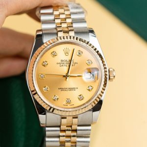 Đồng Hồ Rolex Nam Rep 11 DateJust 126233 Mặt Số Vàng Champagne Bọc Vàng Thật 36mm (2)