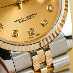 Đồng Hồ Rolex Nam Rep 11 DateJust 126233 Mặt Số Vàng Champagne Bọc Vàng Thật 36mm (2)
