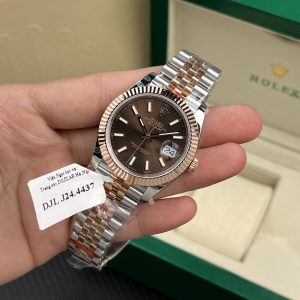Đồng Hồ Rolex Rep 11 DateJust Mặt Chocolate Cọc Số Dạ Quang Bọc Vàng Thật 18K GMF 41mm (2)