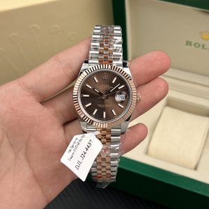 Đồng Hồ Rolex Rep 11 DateJust Mặt Chocolate Cọc Số Dạ Quang Bọc Vàng Thật 18K GMF 41mm (2)