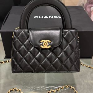 Túi Xách Chanel 23K Kelly Nữ Da Bóng Màu Đen Siêu Cấp 19x13x7cm (2)