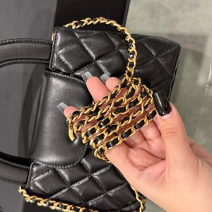 Túi Xách Chanel 23K Kelly Nữ Da Bóng Màu Đen Siêu Cấp 19x13x7cm (2)