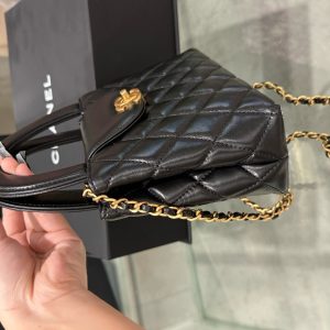 Túi Xách Chanel 23K Kelly Nữ Da Bóng Màu Đen Siêu Cấp 19x13x7cm (2)