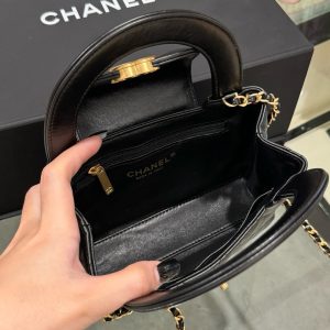Túi Xách Chanel 23K Kelly Nữ Da Bóng Màu Đen Siêu Cấp 19x13x7cm (2)