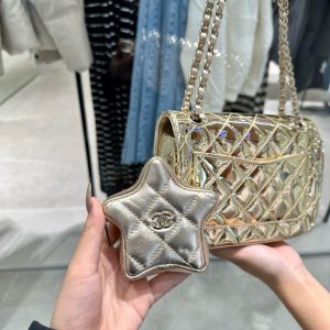 Túi Xách Chanel 24C Nữ Màu Vàng Ánh Kim Like Auth 20x15x4cm (2)