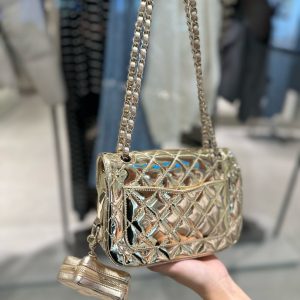 Túi Xách Chanel 24C Nữ Màu Vàng Ánh Kim Like Auth 20x15x4cm (2)