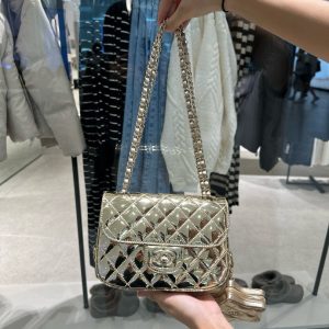 Túi Xách Chanel 24C Nữ Màu Vàng Ánh Kim Like Auth 20x15x4cm (2)