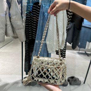 Túi Xách Chanel 24C Nữ Màu Vàng Ánh Kim Like Auth 20x15x4cm (2)