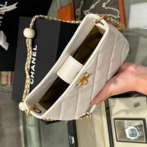 Túi Xách Chanel 24S Hobo Nữ Màu Trắng Quai Xích Like Auth 20x13x8cm (2)