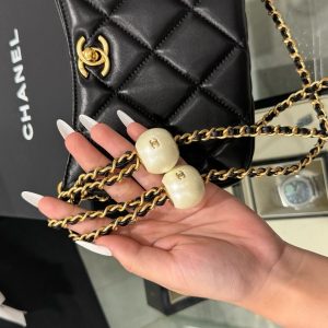 Túi Xách Chanel 24S Hobo Siêu Cấp Nữ Màu Đen Quai Xích 20x13x8cm (2)