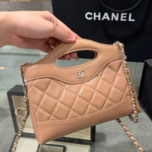 Túi Xách Chanel 31 Mini Like Auth Nữ Da Trơn Khoá Bạc 20×17.5×3 (2)