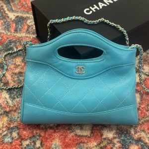 Túi Xách Chanel 31 Mini Like Auth Nữ Màu Xanh Da Trời 20.5x17 (2)