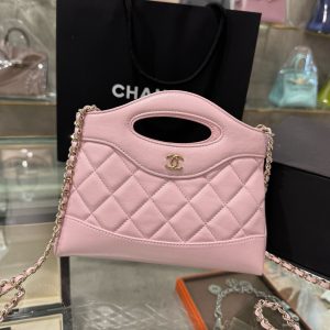 Túi Xách Chanel 31 Mini Nữ Màu Hồng Khoá Vàng Like Auth 20x17.5x3 (2)