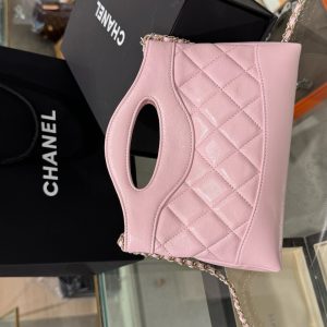 Túi Xách Chanel 31 Mini Nữ Màu Hồng Khoá Vàng Like Auth 20x17.5x3 (2)