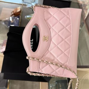 Túi Xách Chanel 31 Mini Nữ Màu Hồng Khoá Vàng Like Auth 20x17.5x3 (2)