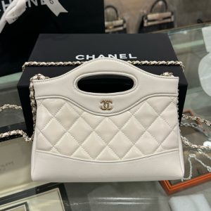Túi Xách Chanel 31 Mini Siêu Cấp Nữ Màu Trắng Quai Xích 20×17 (1)