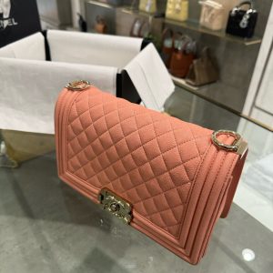 Túi Xách Chanel Boy Medium Siêu Cấp Nữ Màu Hồng Khoá Vàng 25cm (2)