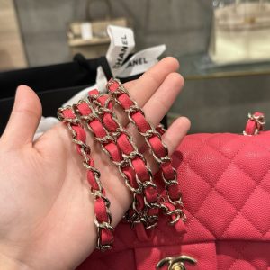 Túi Xách Chanel Classic Nữ Màu Đỏ Da Bê Rep 11 Cao Cấp 20cm (2)