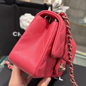 Túi Xách Chanel Classic Nữ Màu Đỏ Da Bê Rep 11 Cao Cấp 20cm (2)