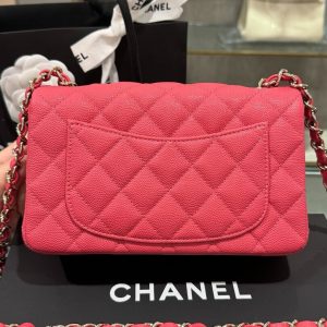 Túi Xách Chanel Classic Nữ Màu Đỏ Da Bê Rep 11 Cao Cấp 20cm (2)