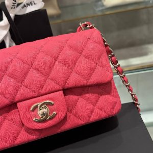Túi Xách Chanel Classic Nữ Màu Đỏ Da Bê Rep 11 Cao Cấp 20cm (2)
