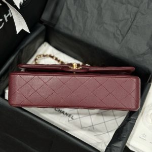 Túi Xách Chanel Classic Nữ Màu Đỏ Mận Da Trơn Rep 11 Cao Cấp 25cm (2)