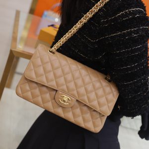 Túi Xách Chanel Classic Replica 11 Nữ Da Bê Màu Nâu 25cm (2)