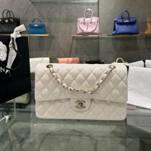 Túi Xách Chanel Classic Replica 11 Nữ Da Bê Màu Trắng 25cm (2)