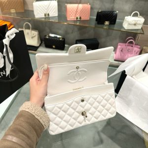 Túi Xách Chanel Classic Replica 11 Nữ Da Bê Màu Trắng 25cm (2)