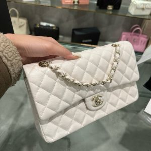 Túi Xách Chanel Classic Replica 11 Nữ Da Bê Màu Trắng 25cm (2)