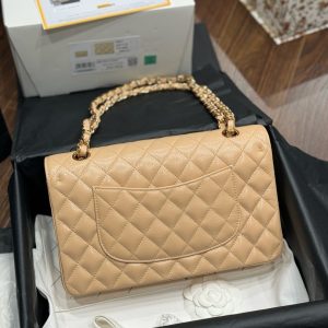 Túi Xách Chanel Classic Replica 11 Nữ Màu Be Khoá Vàng 25cm (2)