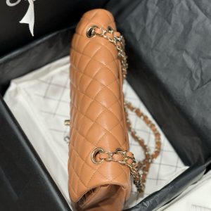 Túi Xách Chanel Classic Replica 11 Nữ Màu Nâu Khoá Vàng 25cm (2)