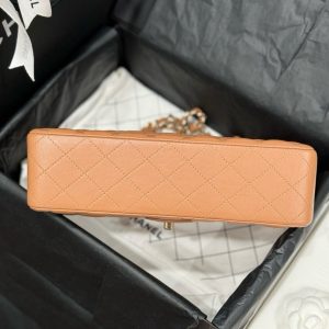 Túi Xách Chanel Classic Replica 11 Nữ Màu Nâu Khoá Vàng 25cm (2)