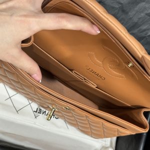 Túi Xách Chanel Classic Replica 11 Nữ Màu Nâu Khoá Vàng 25cm (2)