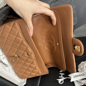 Túi Xách Chanel Classic Replica 11 Nữ Màu Nâu Khoá Vàng 25cm (2)