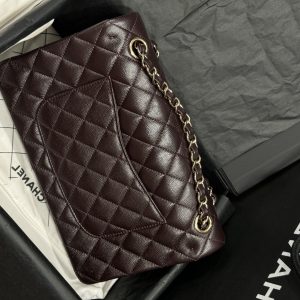 Túi Xách Chanel Classic Replica Cao Cấp Chất Da Hạt Khoá Vàng 25cm (2)