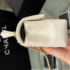 Túi Xách Chanel Handle Mini Replica 11 Chất Da Hạt Màu Trắng 20cm (2)