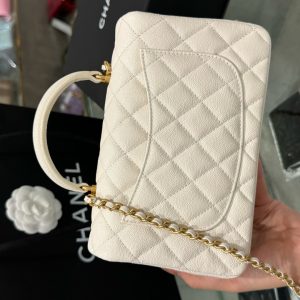 Túi Xách Chanel Handle Mini Replica 11 Chất Da Hạt Màu Trắng 20cm (2)